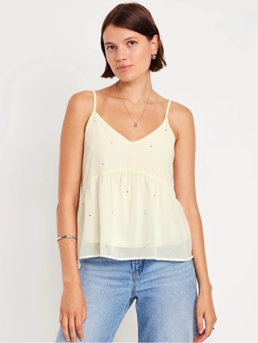 NWT Embellished Cami Peplum Top